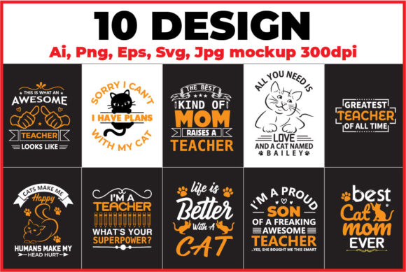 Cat Teacher Graphics and T-Shirt Designs Review