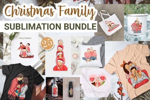 Christmas Family Sublimation Bundle: Graphics for Print Templates