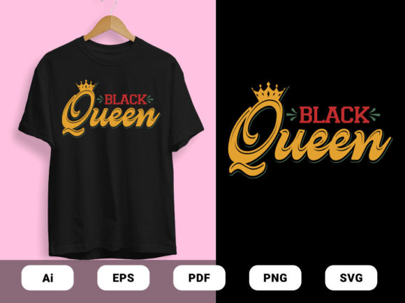 Free Black Queen T-shirts Design Vector Graphics Print Templates