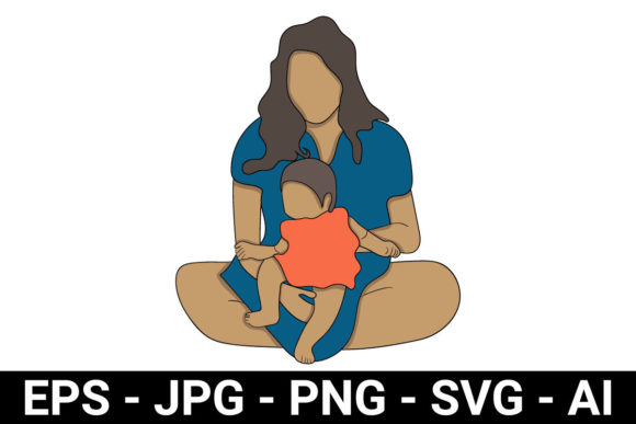 Mother Holding Baby Flat Character Embroidery Review