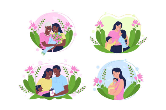 Mothers Day Flat Illustration Set: Graphics and Illustrations Review