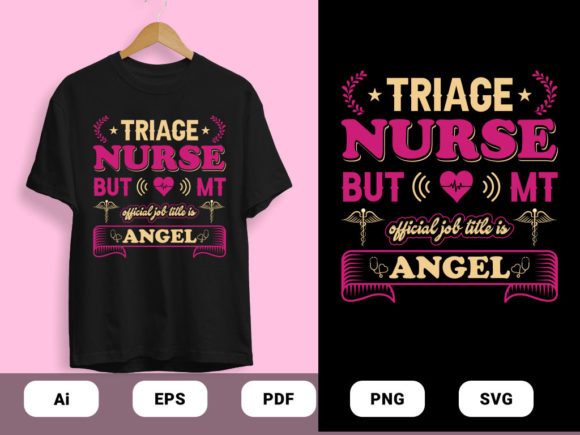 Nurse is Angel T-shirt Design in 2 Color Graphics and Print Templates