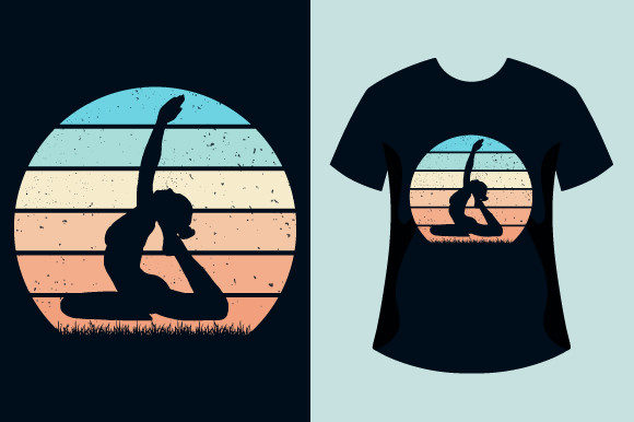 Retro Vintage Sunset Yoga T-shirt Design Graphics and Print Templates